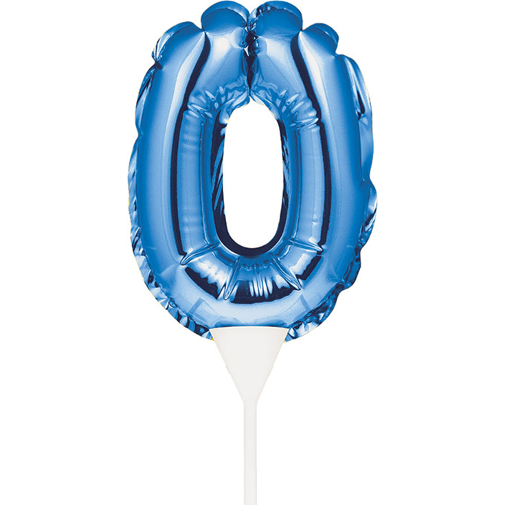 Blue Self Inflating "0" Balloon Cake Topper 