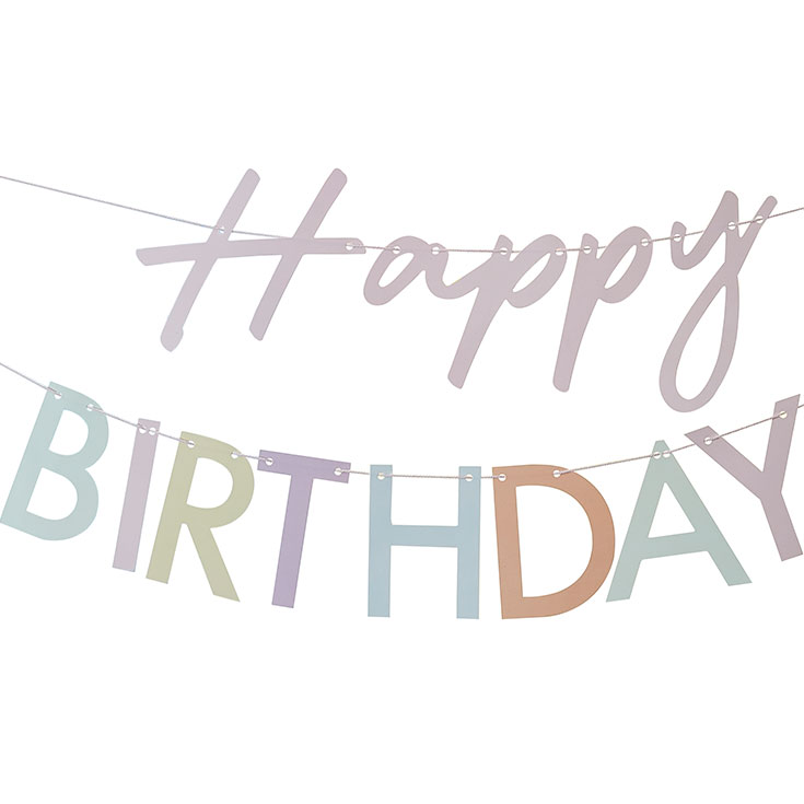Buchstabenkette Pastell Happy Birthday