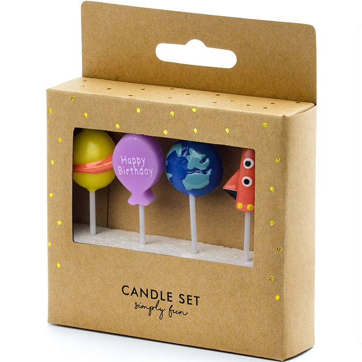 4 Space Party Pick Candles