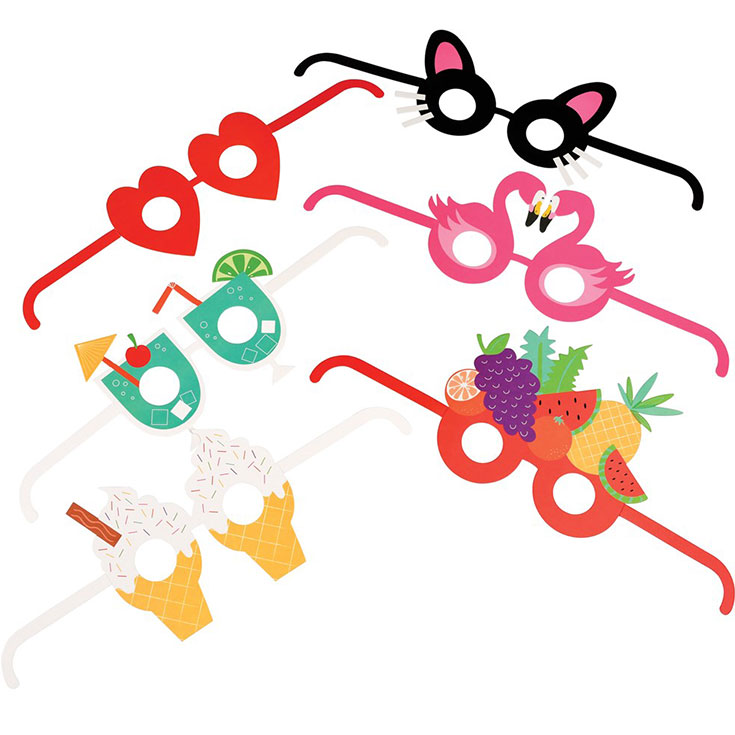 6 Party Glasses Photo Props 