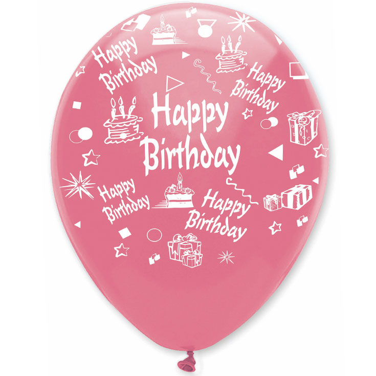 6 Pinke Happy Birthday Latexballons