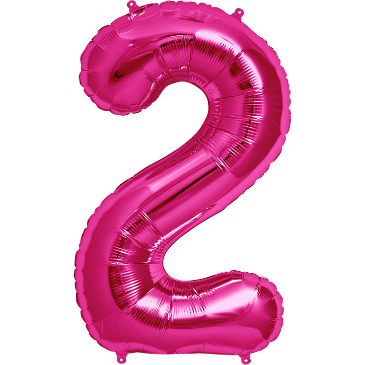 Zahlen-Folienballon 2 - Pink - 86 cm
