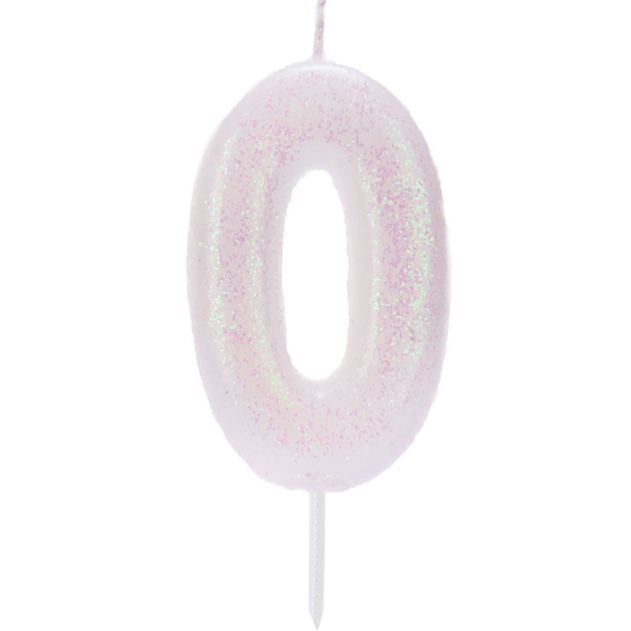 Number Candle 0 - Iridescent Glitter