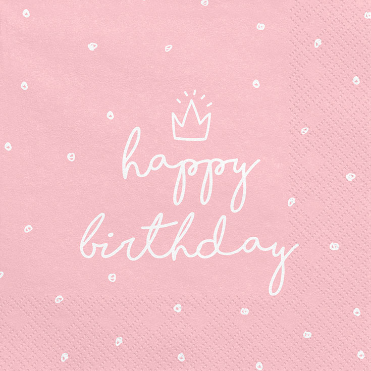 20 rosa Servietten Happy Birthday