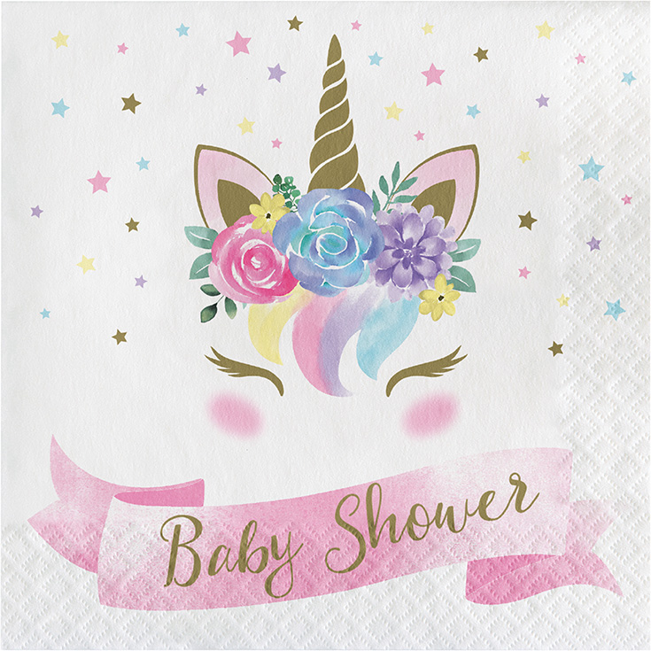 16 Pastel Unicorn Baby Shower Servietten