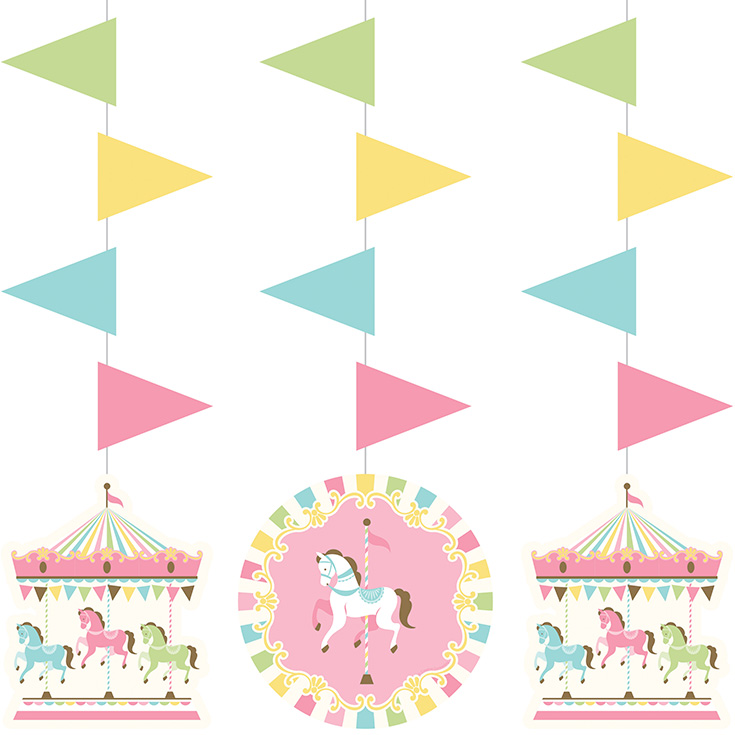 3 Carousel Party Cut-Out Decorations