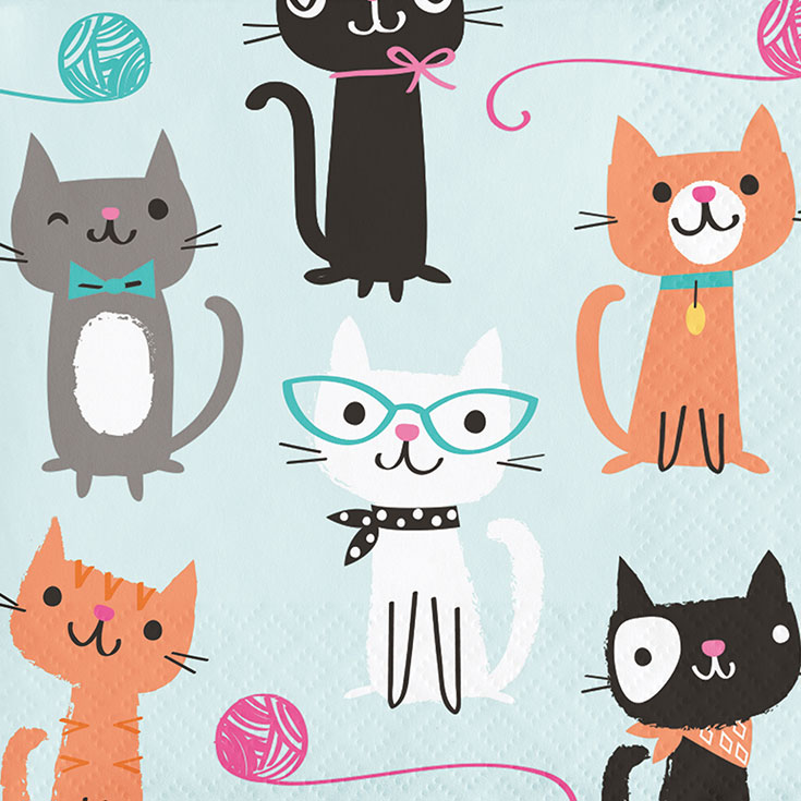 16 Purrfect Party Small Napkins