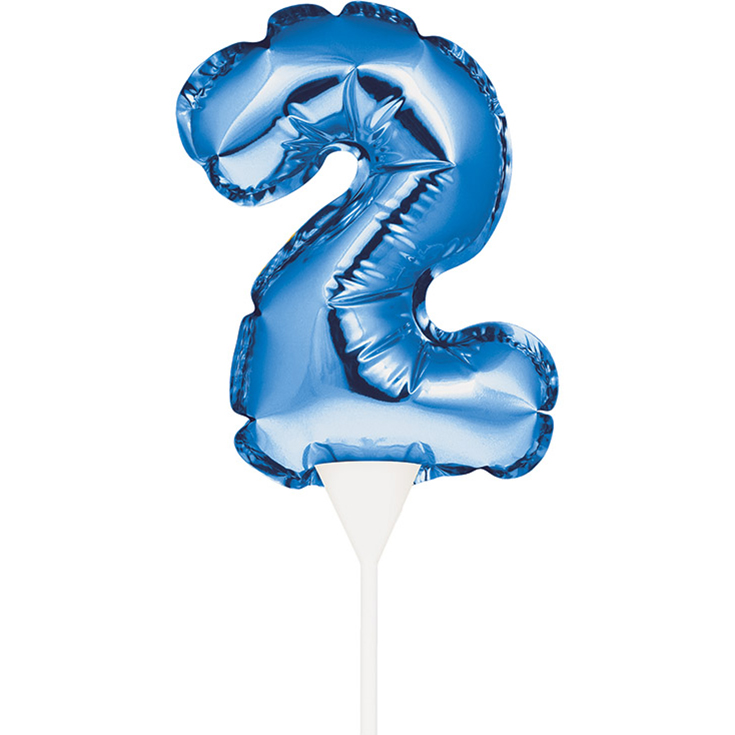 Blue Self Inflating "2" Balloon Cake Topper 