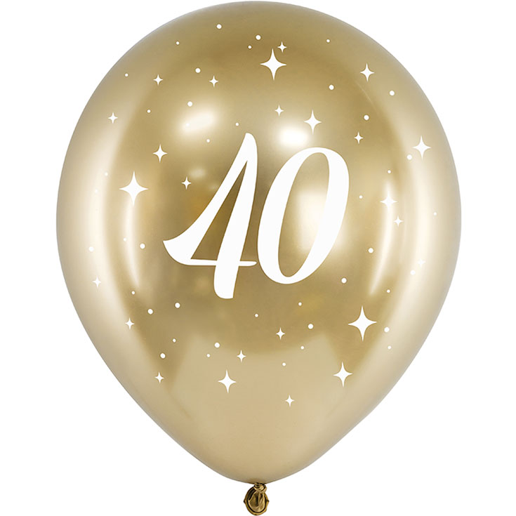 5 Gold "40" Balloons