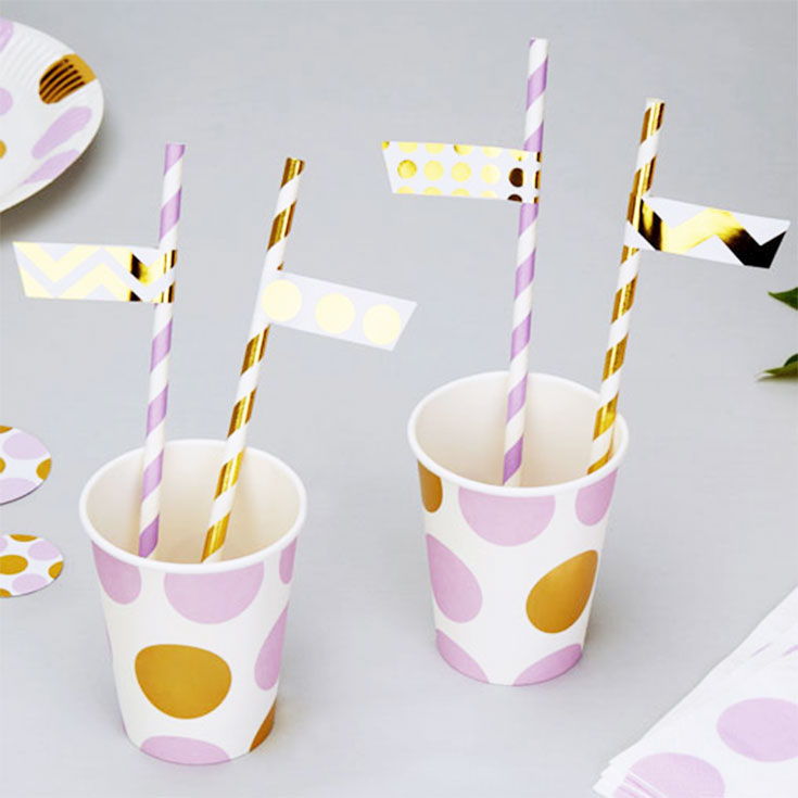 30 Assorted Gold Straw Flags