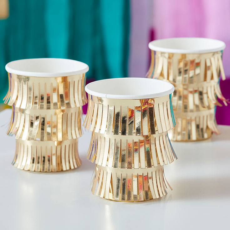 8 Gold Fringed Cups