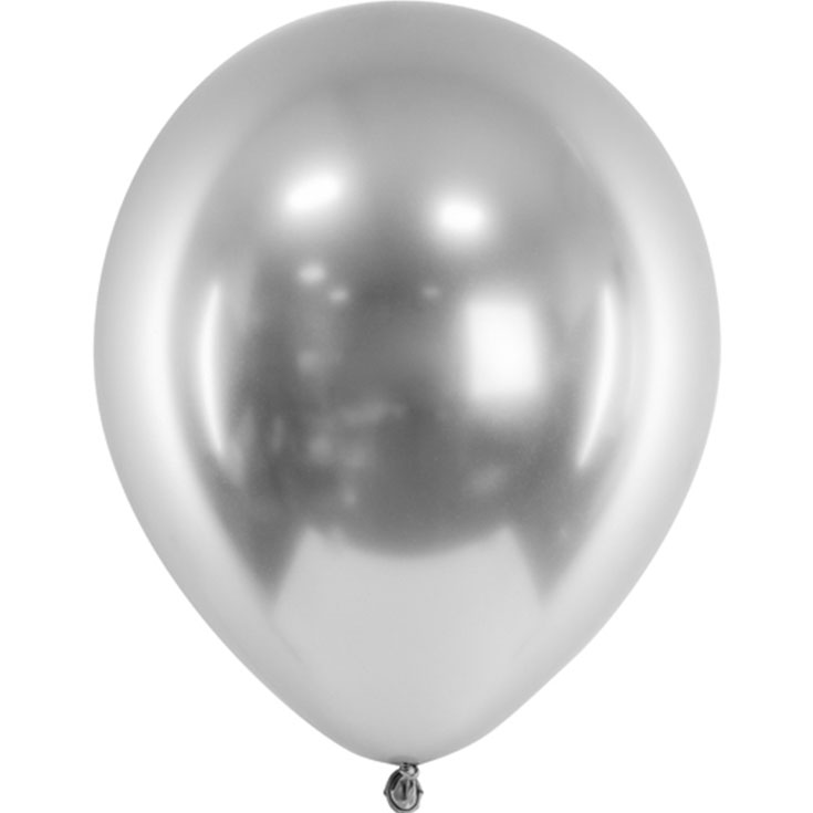 5 Glossy Silver Balloons