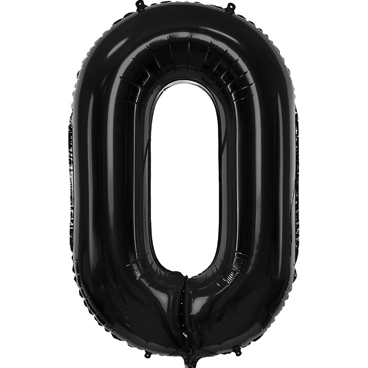 Foil Balloon Number 0 - Black - 86 cm
