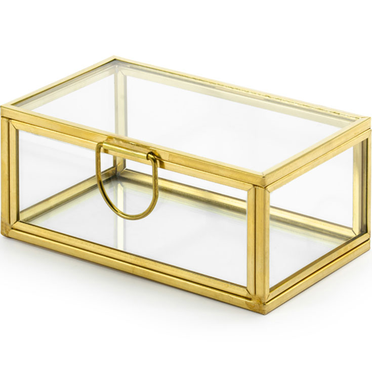 Gold Glass & Metal Ring Box