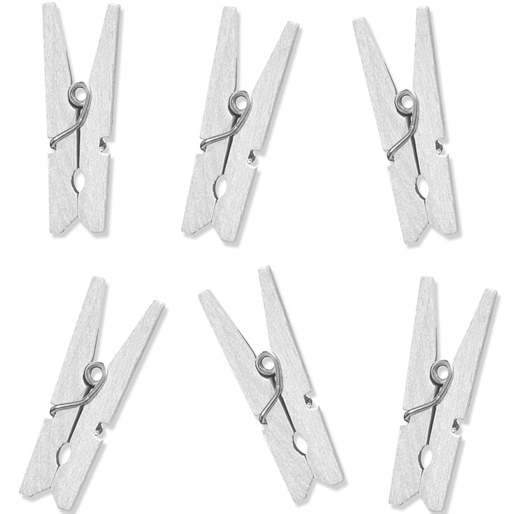 10 White Wooden Pegs