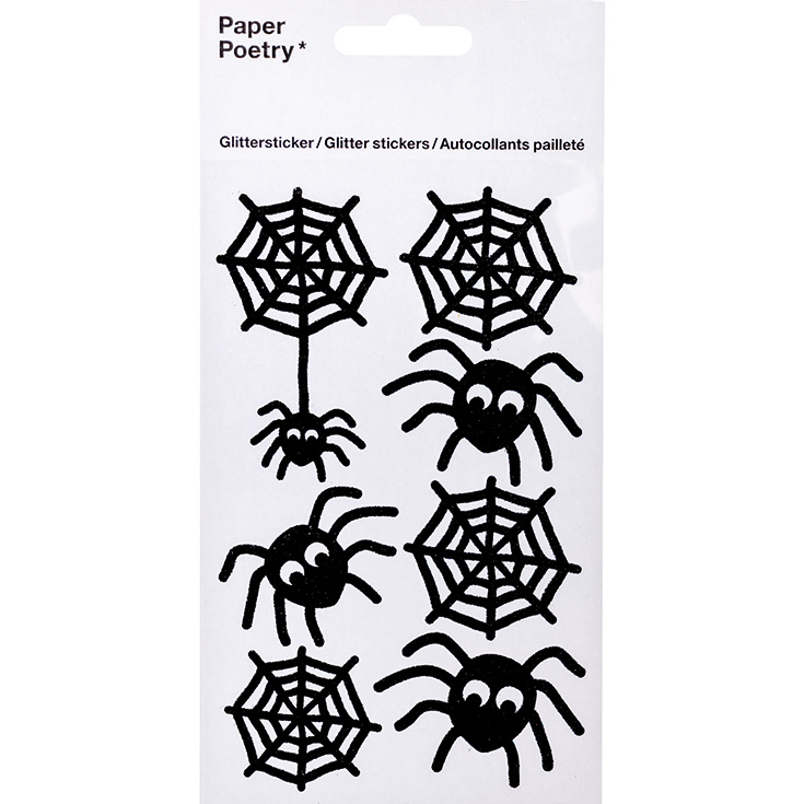 7 Cobweb & Spider Glitter Stickers