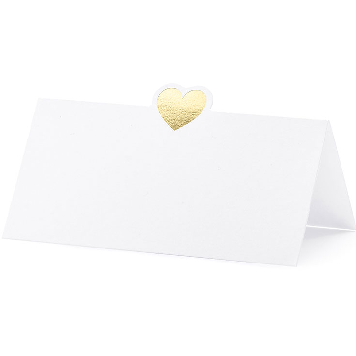 10 Gold Heart Place Cards