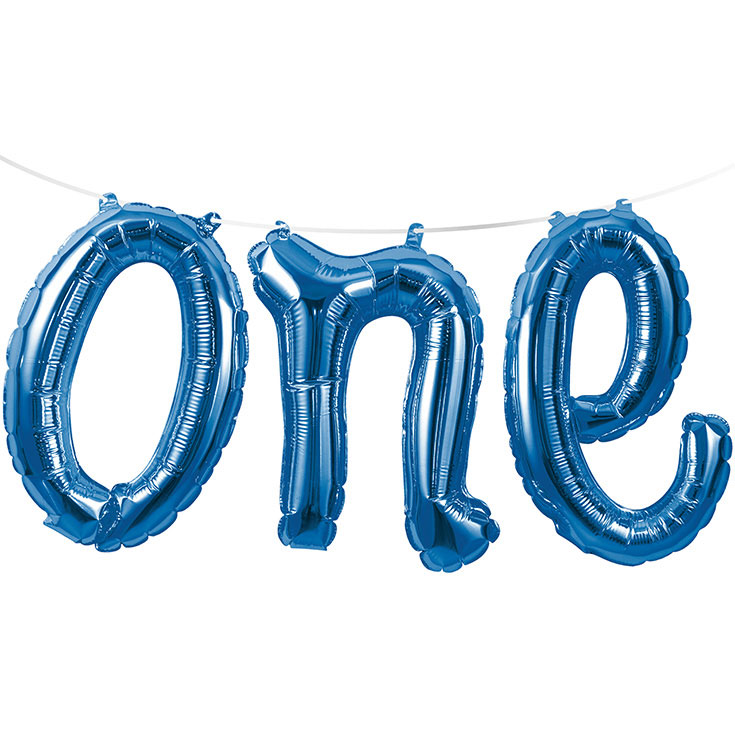 Blue 'One' Foil Balloon Banner