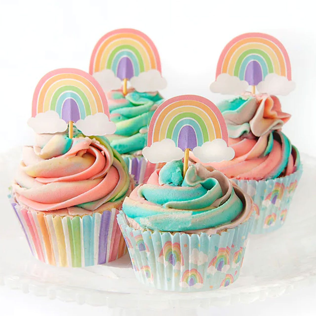 Cupcake Toppers - Pastel Rainbow