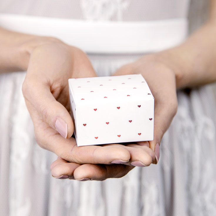 10 Geschenkboxen Roségoldene Herzen