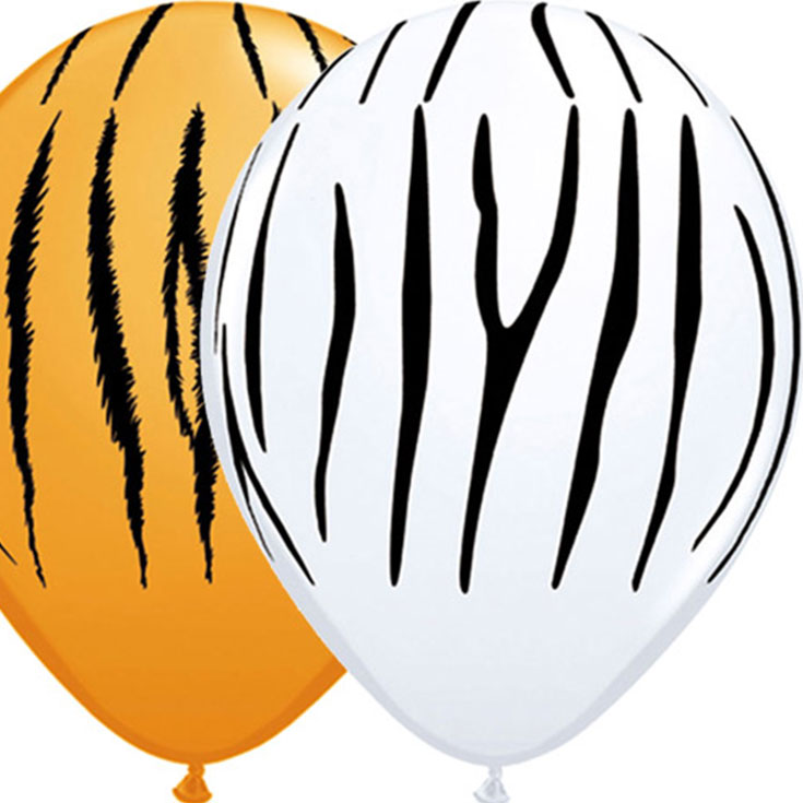 5 Tiger & Zebra Stripe Balloons
