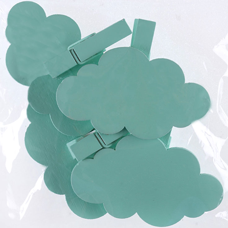 4 Mint Green Wooden Cloud Pegs