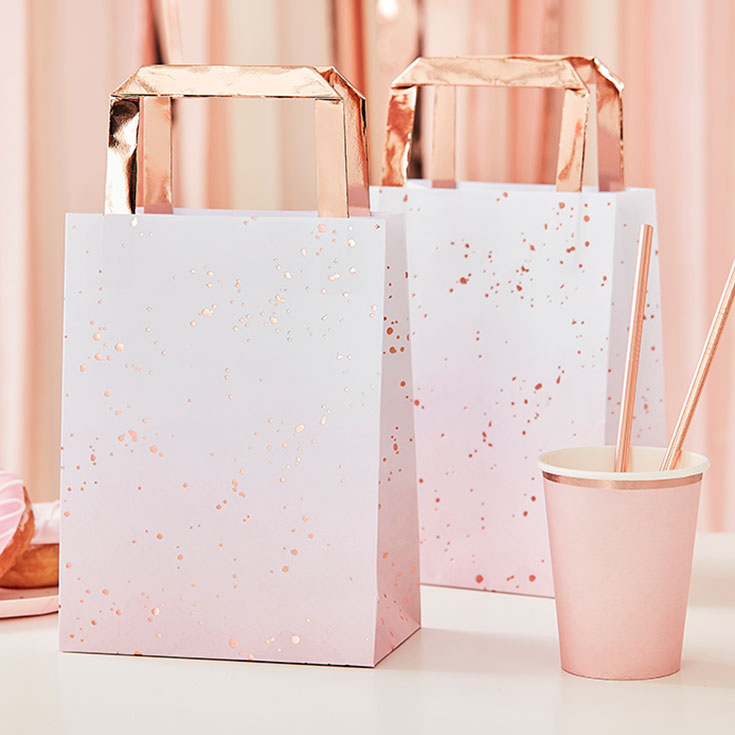5 Pink Ombre & Rose Gold Party Bags