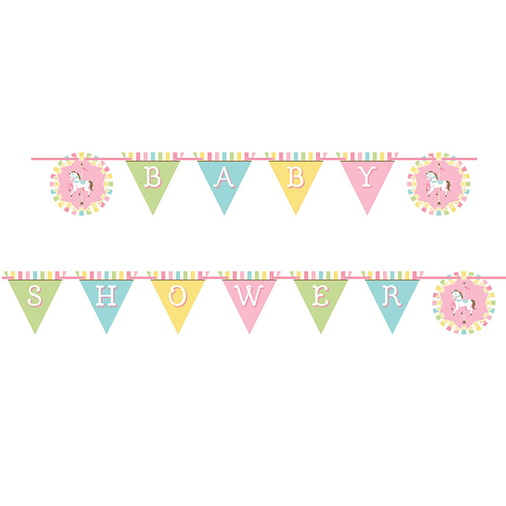 Carousel Party Baby Shower Flag Banner