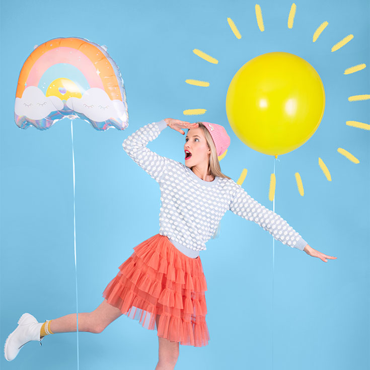 Folienballon Pastell Regenbogen & Wolken
